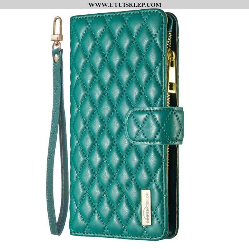 Etui Folio do Realme C35 z Łańcuch Binfen Color Pikowany Styl Z Paskami